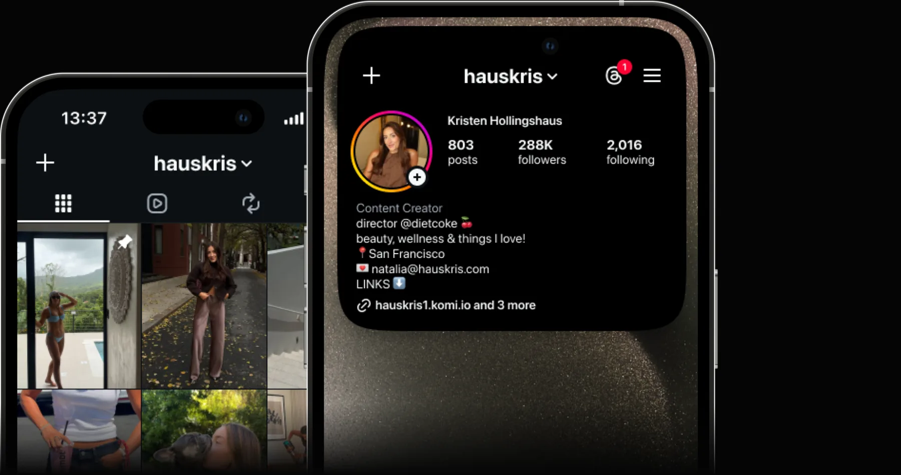 Instagram profile of creator hauskris with 288K followers