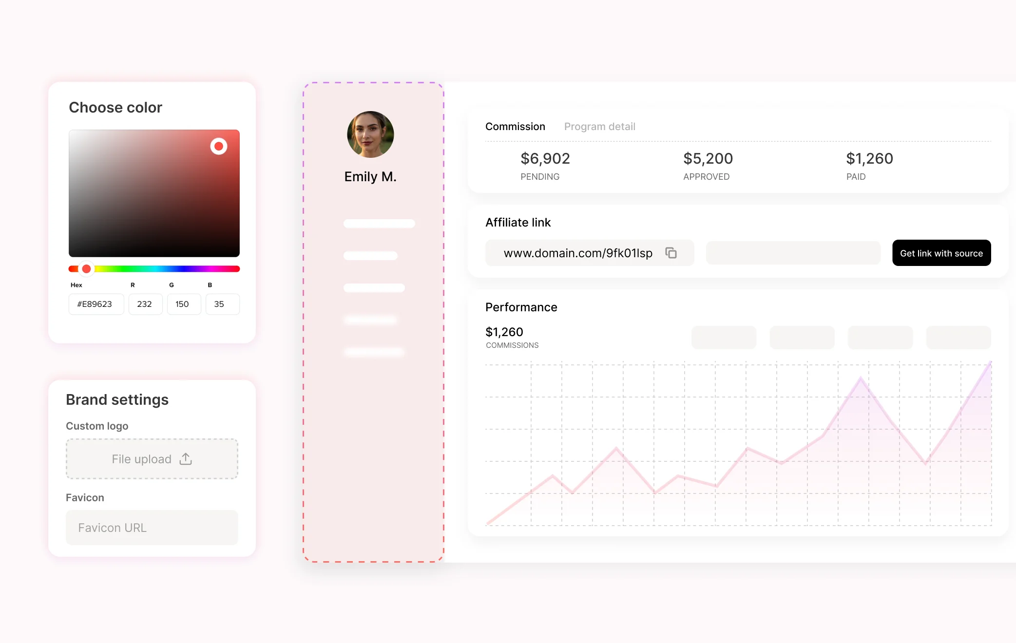 Affiliate portal customization