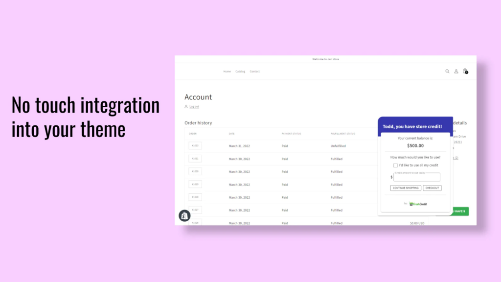 fresh credit shopify app
