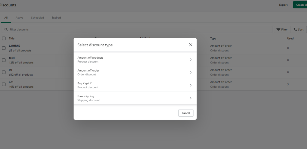create discount code in shopify