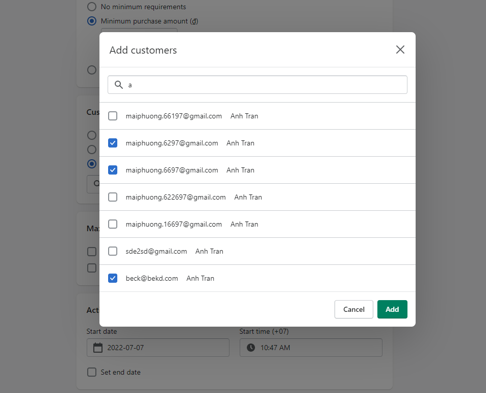 pick customers for the discount shopify