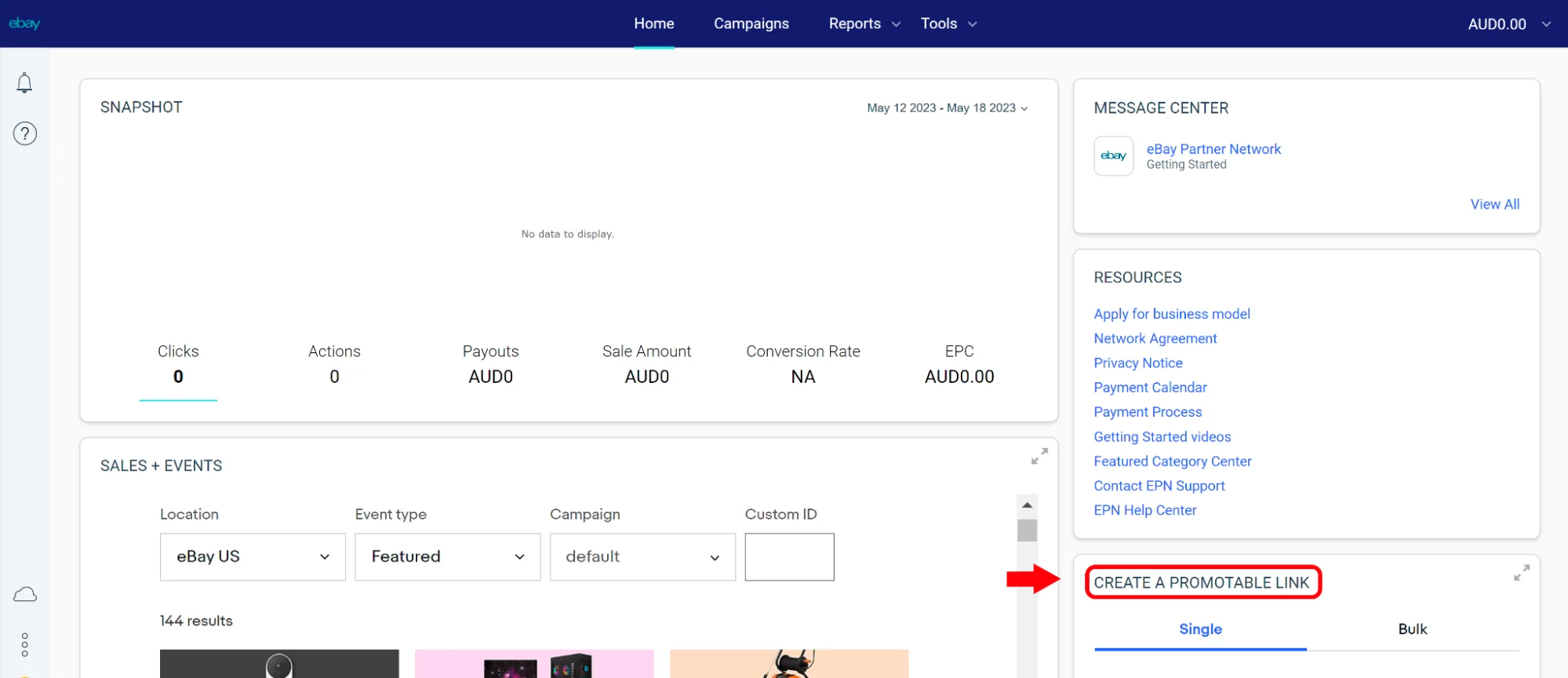 eBay promotable link generator