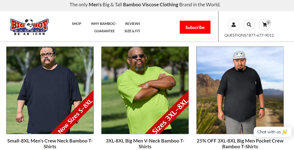 A screenshot of Big Boy Bamboo’s website