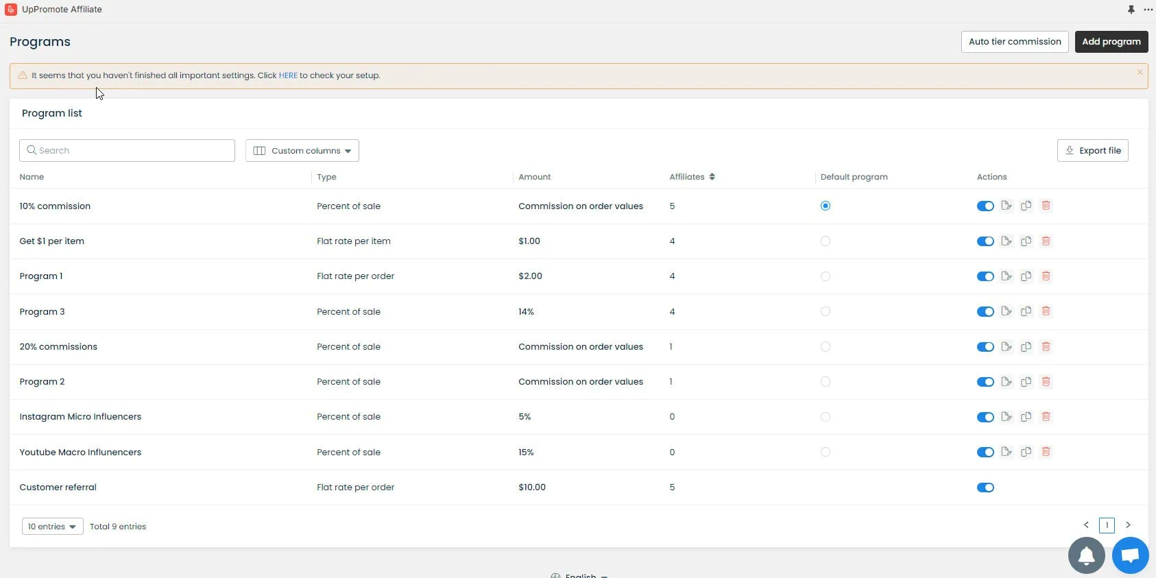 Affiliate Commission Rates 1