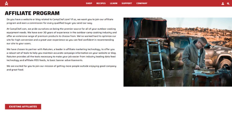 Camp chef affiliate program